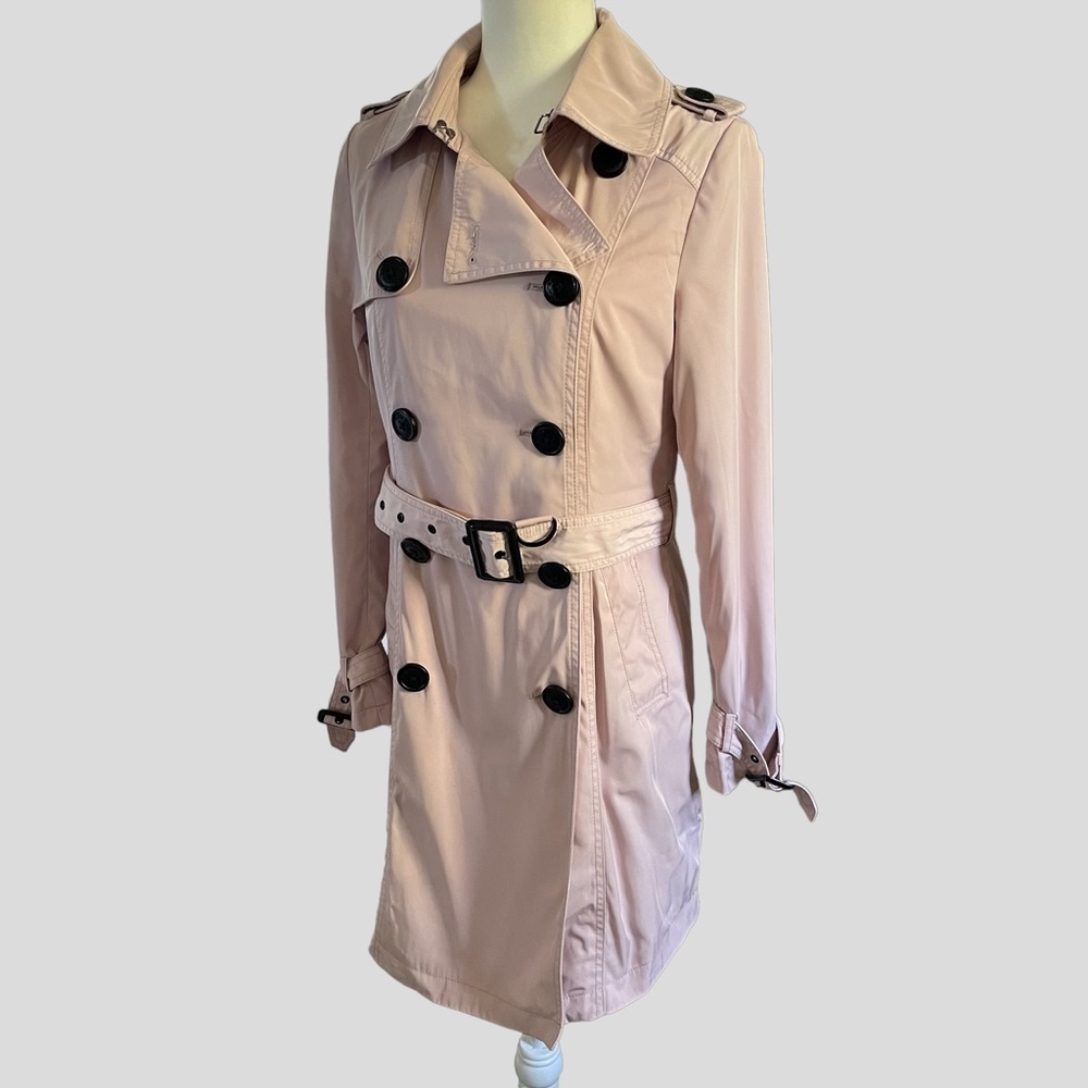 𝅺bcbgeneration Double Breasted Spring Trench Coat Waterproof Pink Size S - Picture 5 of 16